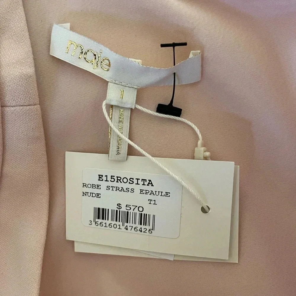 Maje pink blush diamante Rosita shift dress - Picture 9 of 11